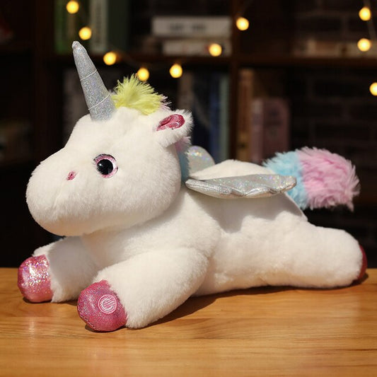 38Cm Kawaii Lightning Unicorn Plush Toys Soft Stuffed Animal Colored Lights Unicorn Pillow Luminous Doll Children Girls Gift