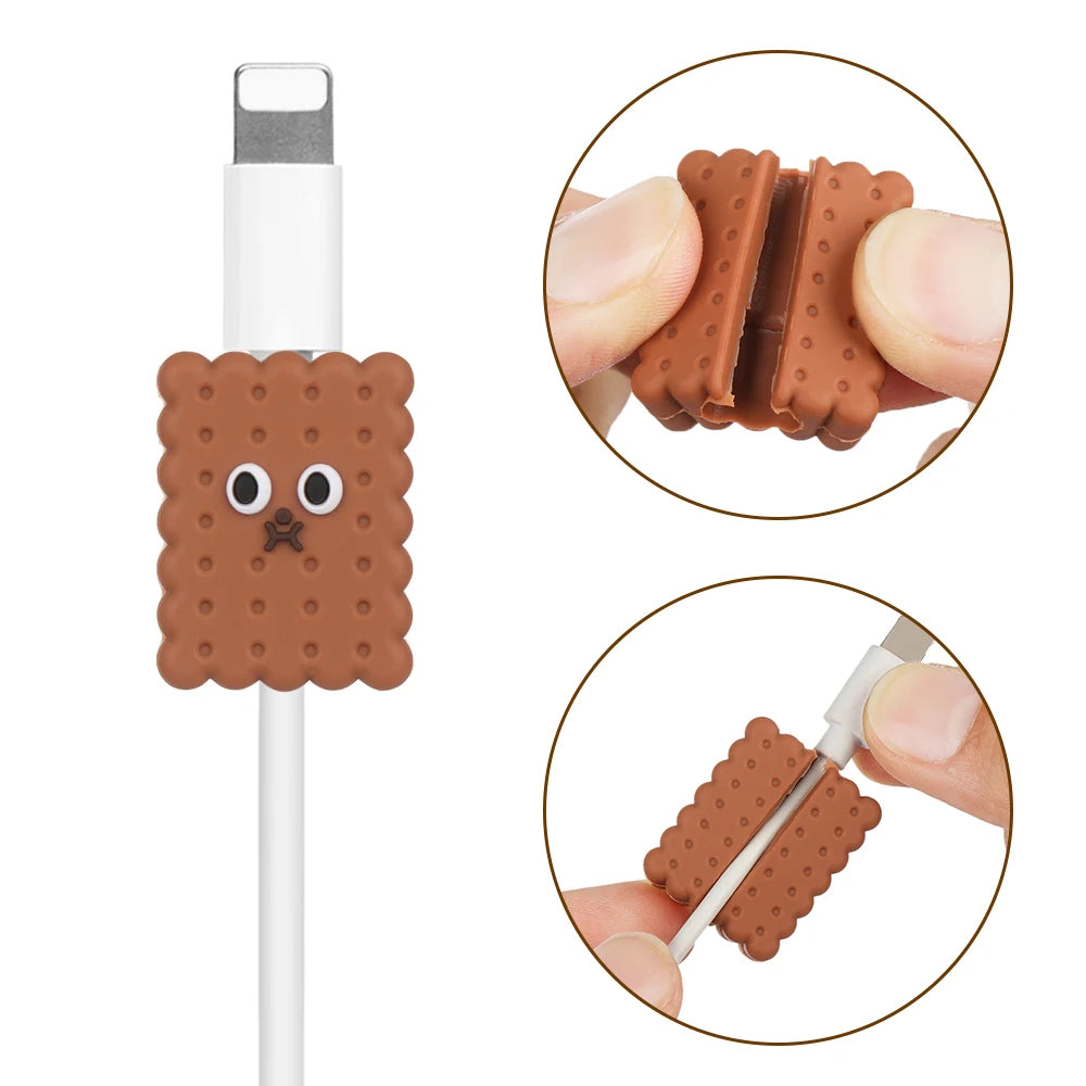 Cable Bite Cute Cartoon Cable Protector Wire Winder Data Line Cord for USB Charging Protective Cover Winder Organizer