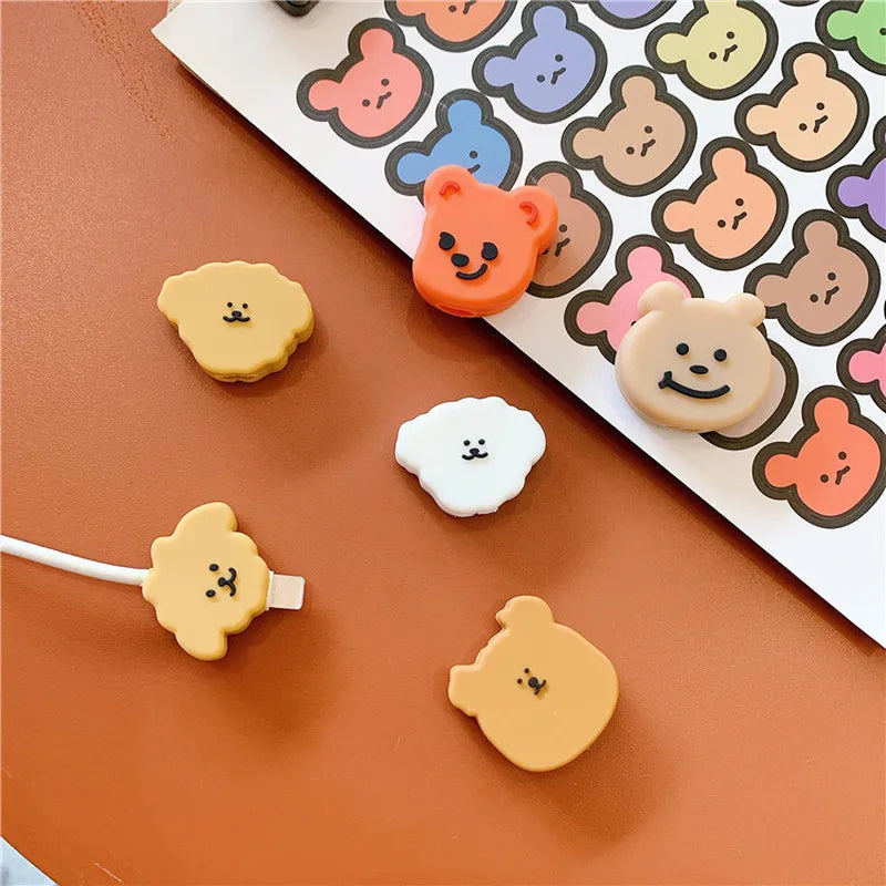 Cable Protection Bites Cute Cartoon Bear Organizer Charger Cable Protector Cargador Winder Cord Holder USB Data Line Management