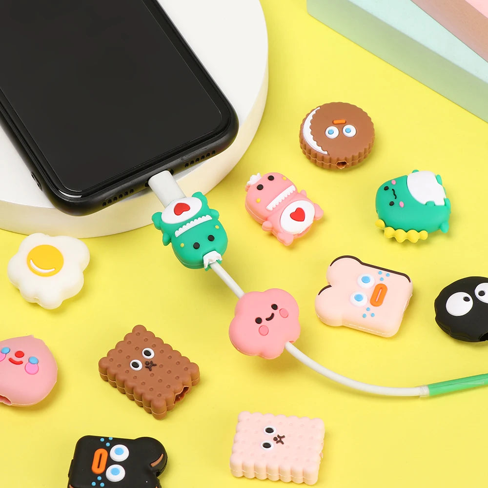 Cable Bite Cute Cartoon Cable Protector Wire Winder Data Line Cord for USB Charging Protective Cover Winder Organizer