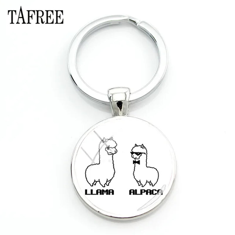 New Arrival Alpaca Keychains Key Chains Glass Llama Animal Image Charm Key Rings for Kids Gift YT52