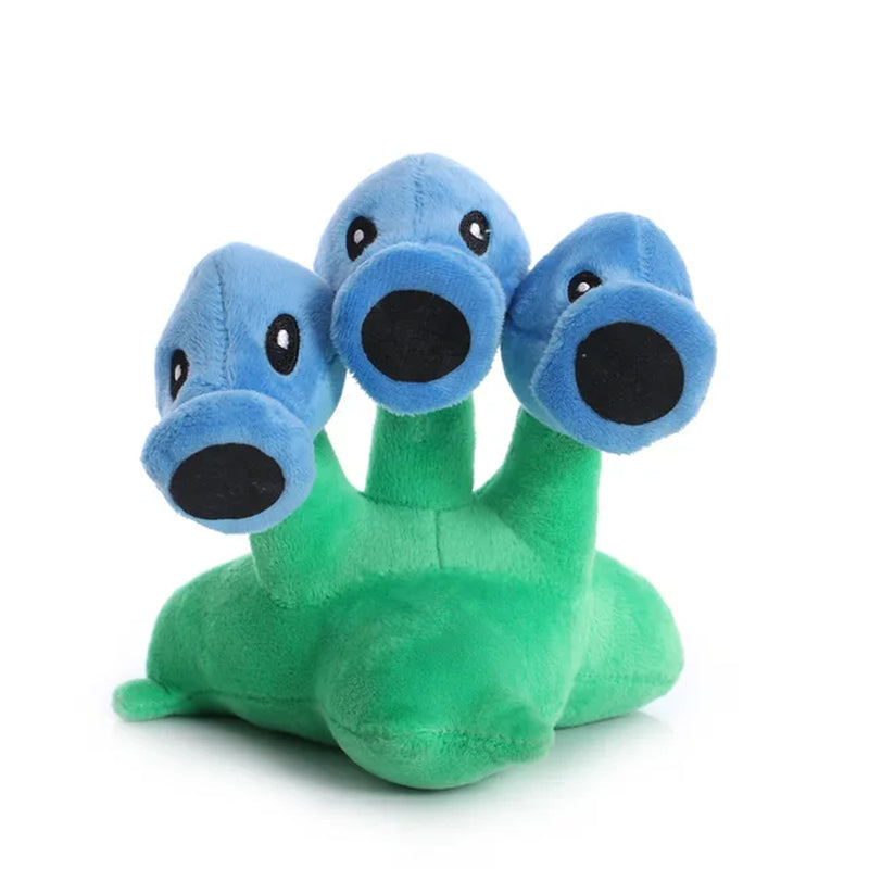 1Pcs 17Cm  Plush Toys PVZ Plants Gatling Peashooter Split Pea Plush Soft Stuffed Toys Gifts for Children Kids