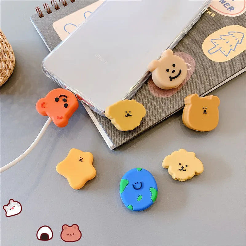 Cable Protection Bites Cute Cartoon Bear Organizer Charger Cable Protector Cargador Winder Cord Holder USB Data Line Management