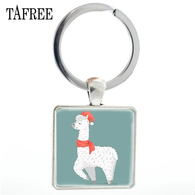 Fashion Animal Theme Unicorn Square Anime Keychains Cute Alpaca Keyring No Prob Llama Jewelry for Women Handbag NT233