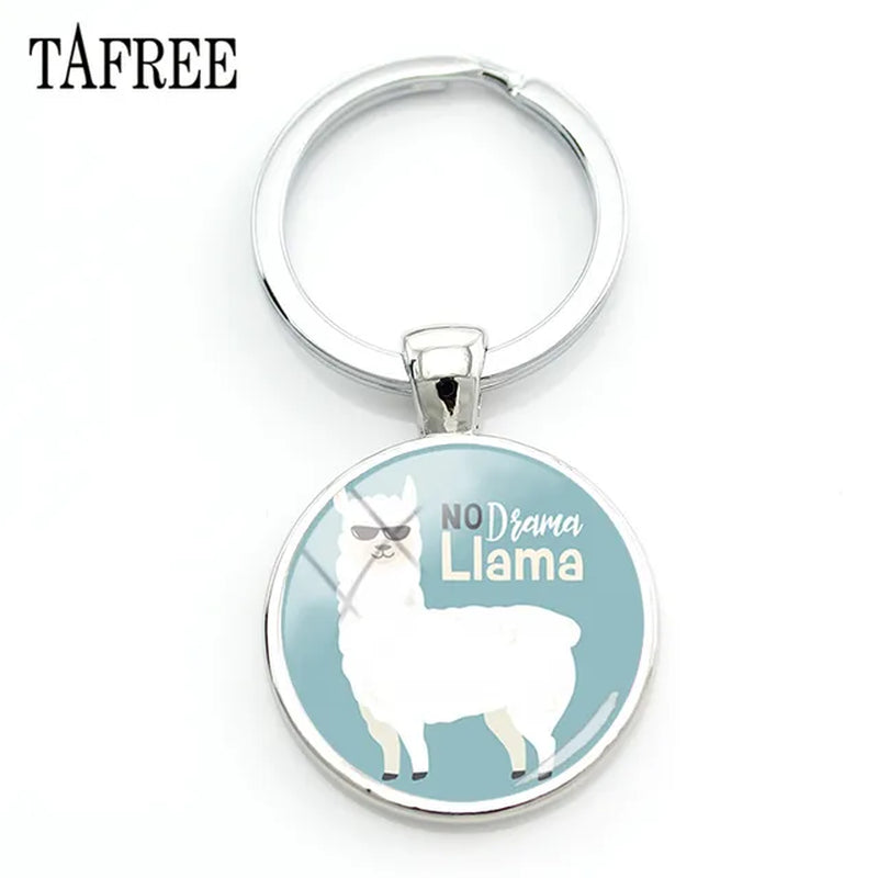 New Arrival Alpaca Keychains Key Chains Glass Llama Animal Image Charm Key Rings for Kids Gift YT52