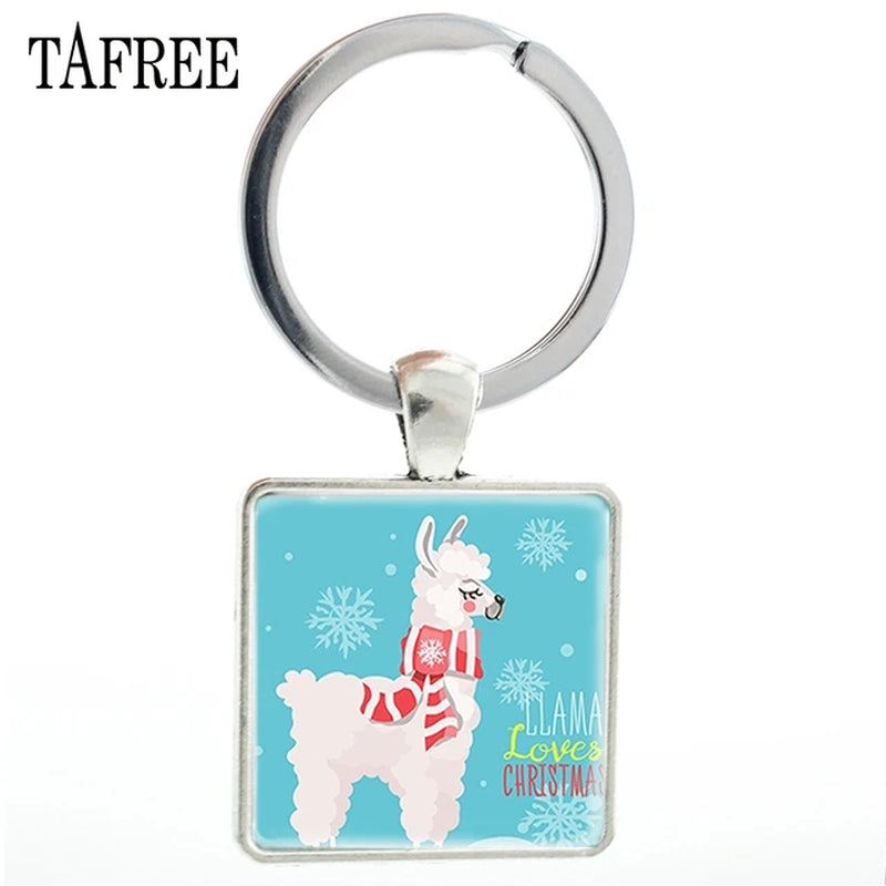 Fashion Animal Theme Unicorn Square Anime Keychains Cute Alpaca Keyring No Prob Llama Jewelry for Women Handbag NT233