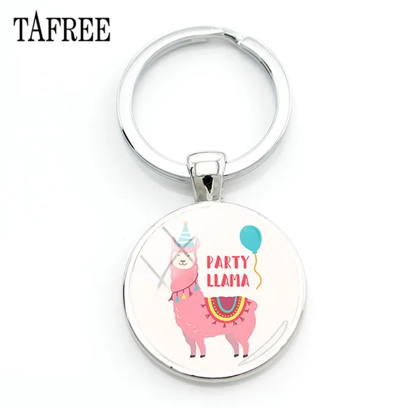 New Arrival Alpaca Keychains Key Chains Glass Llama Animal Image Charm Key Rings for Kids Gift YT52