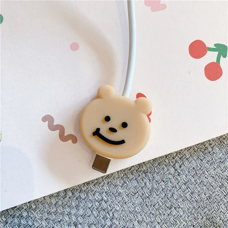 Cable Protection Bites Cute Cartoon Bear Organizer Charger Cable Protector Cargador Winder Cord Holder USB Data Line Management