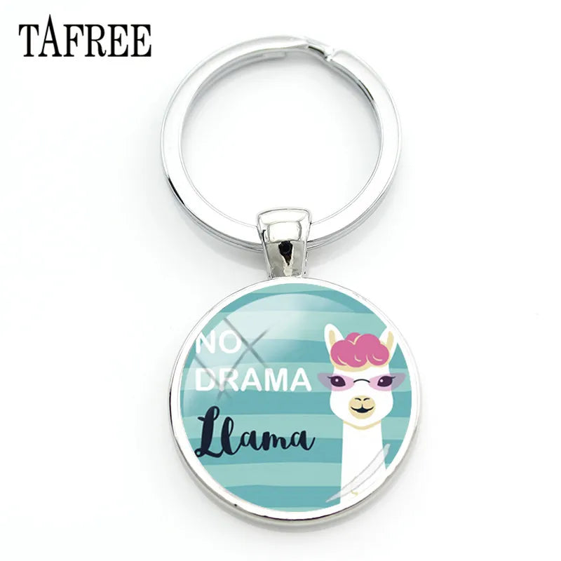 New Arrival Alpaca Keychains Key Chains Glass Llama Animal Image Charm Key Rings for Kids Gift YT52