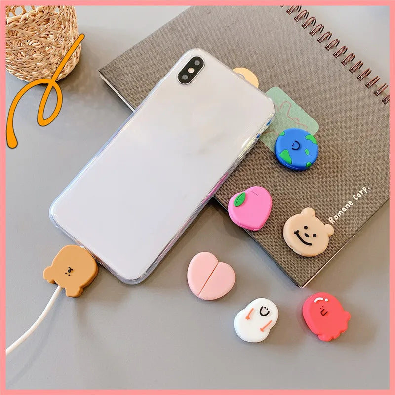 Cable Protection Bites Cute Cartoon Bear Organizer Charger Cable Protector Cargador Winder Cord Holder USB Data Line Management