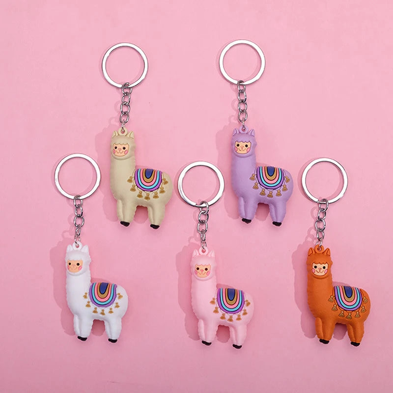 1PC Creative Cartoon Alpaca Keychain Llama Key Chain Women Bag Pendant Accessories Cute Epoxy Alpaca Keychains Trinket Gifts