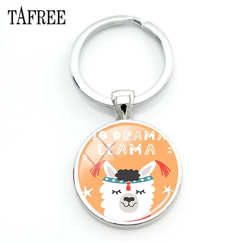 Hello I Love Alpaca Pendant Keychains 25Mm Glass Art Jewelrys America Llama Pattern Key Ring for Students NT202