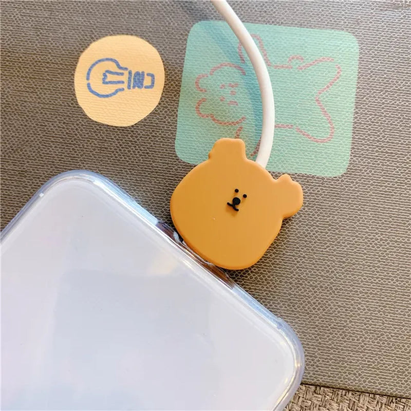 Cable Protection Bites Cute Cartoon Bear Organizer Charger Cable Protector Cargador Winder Cord Holder USB Data Line Management