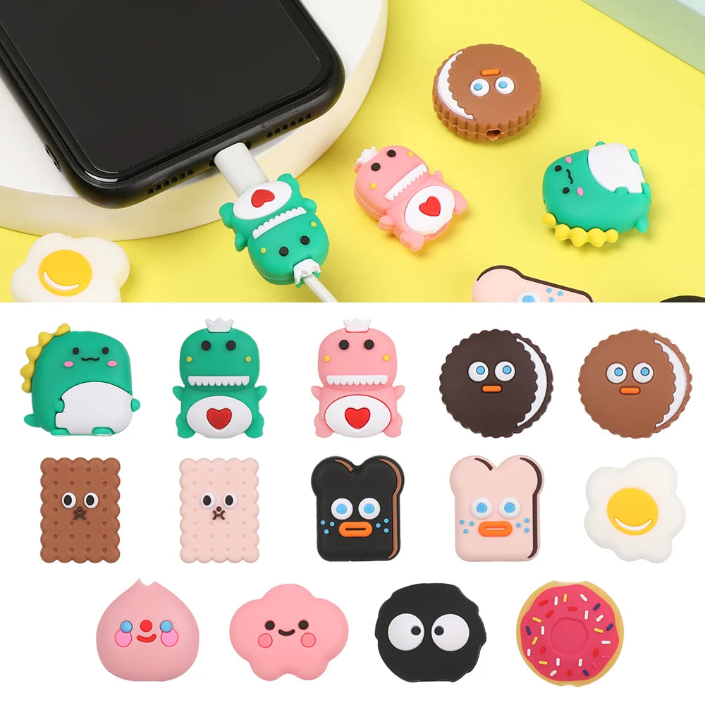 Cable Bite Cute Cartoon Cable Protector Wire Winder Data Line Cord for USB Charging Protective Cover Winder Organizer